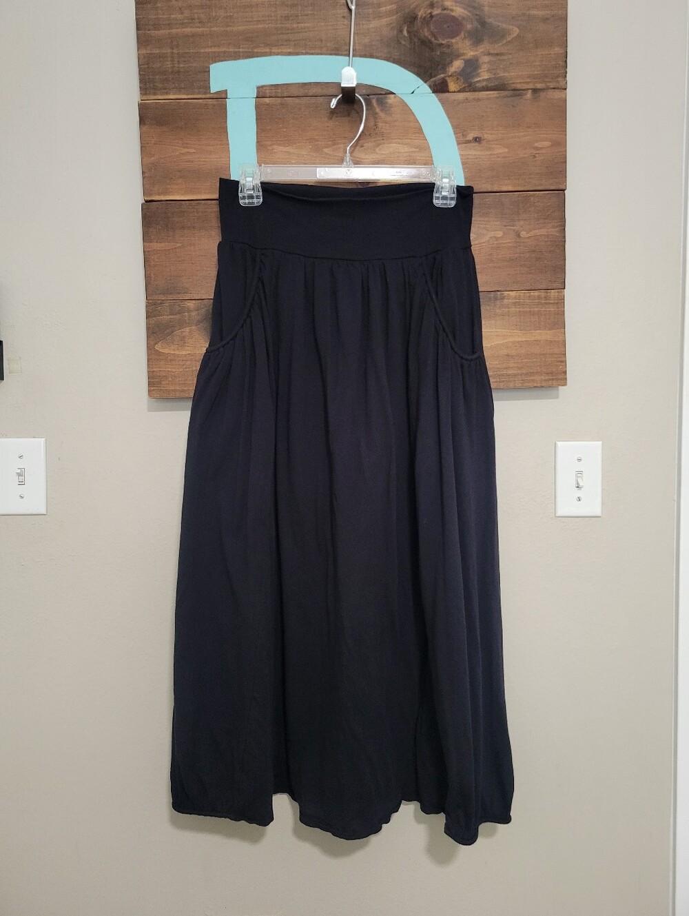 Garnet Hill Black Maxi Skirt with Flowing A-Line Lagenlook Silhouette MP